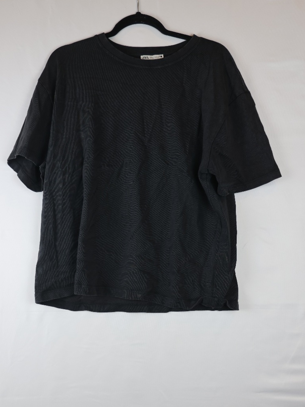 Zara Black Short Sleeve Relaxed Tee